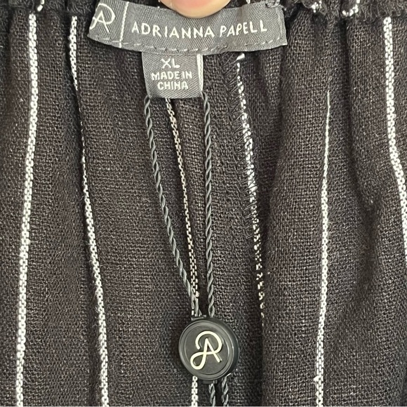 NWT Women’s Adrianna Papell Linen Blend Black White Striped Shorts Size XL - Picture 6 of 11